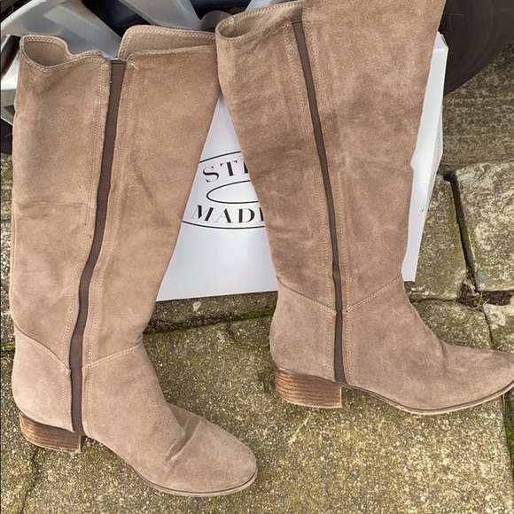 Steve Madden Shoes - Steve Madden Brown Suede-Like Boots Knee High 9.5
